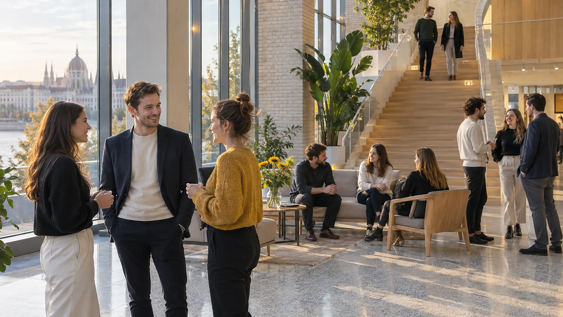 Nyílt nap a campus aulájában, a Parlament a háttérben