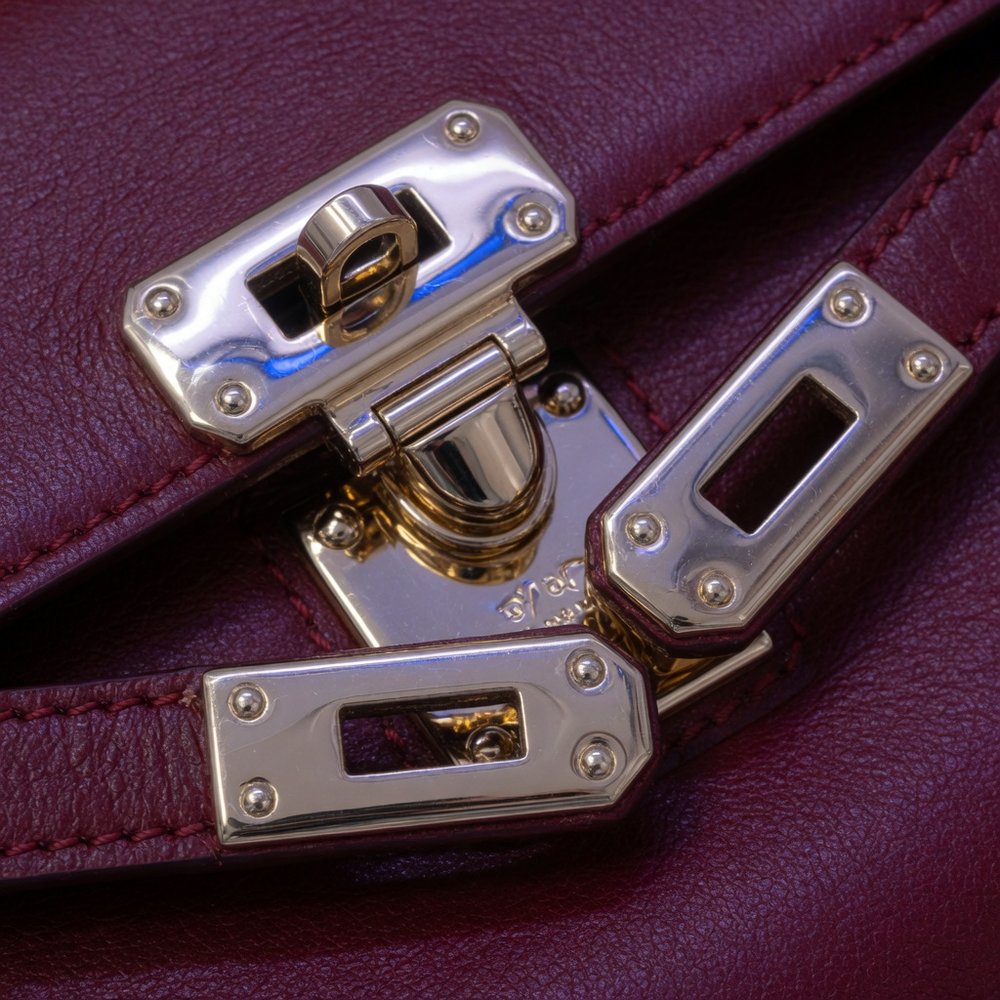 Sárgaréz zár oxblood bőrön