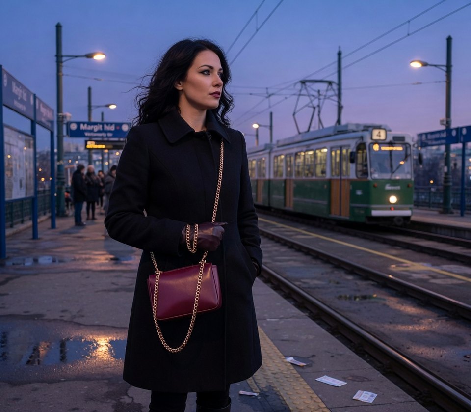 Eszter a 4-es villamosnál a minivel