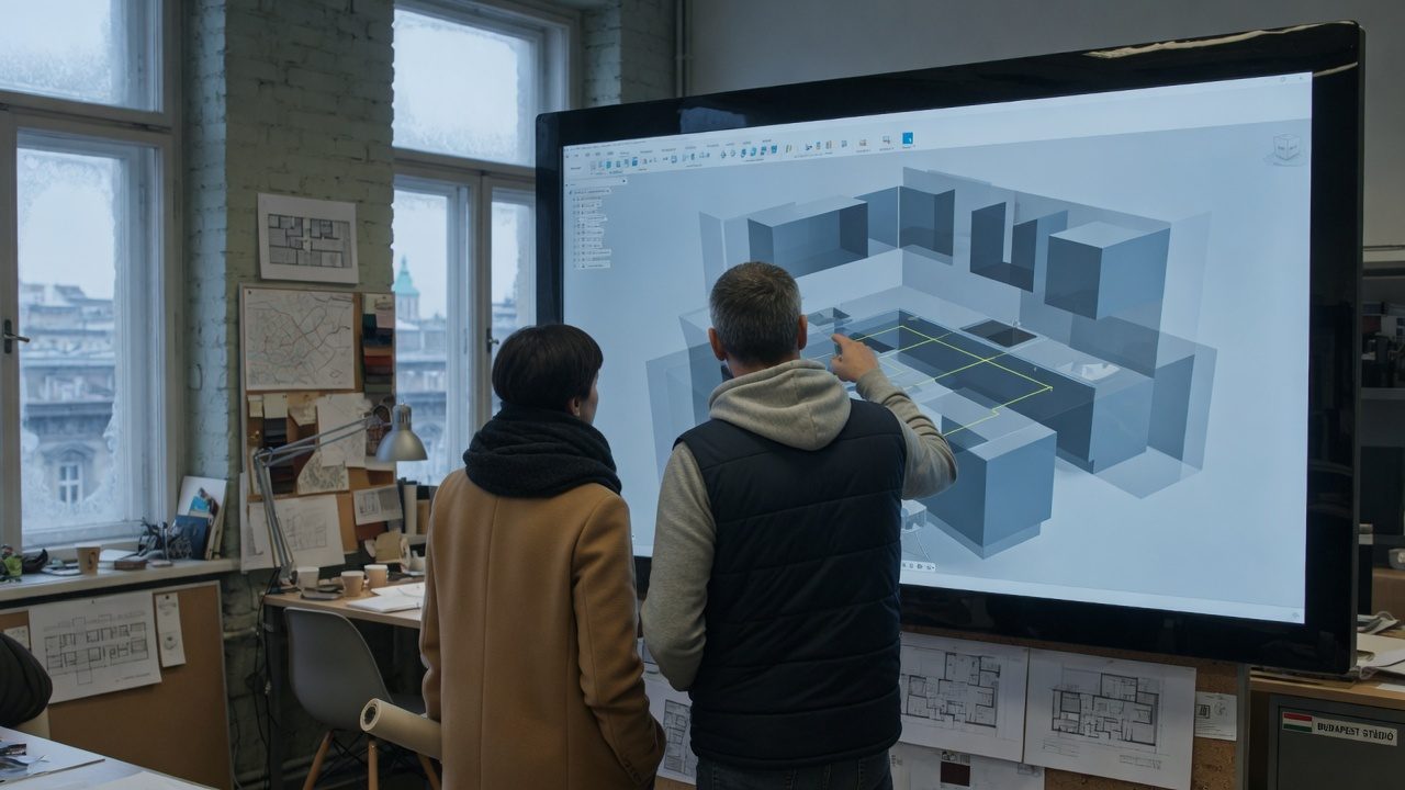 Tervezők a 3D modell előtt