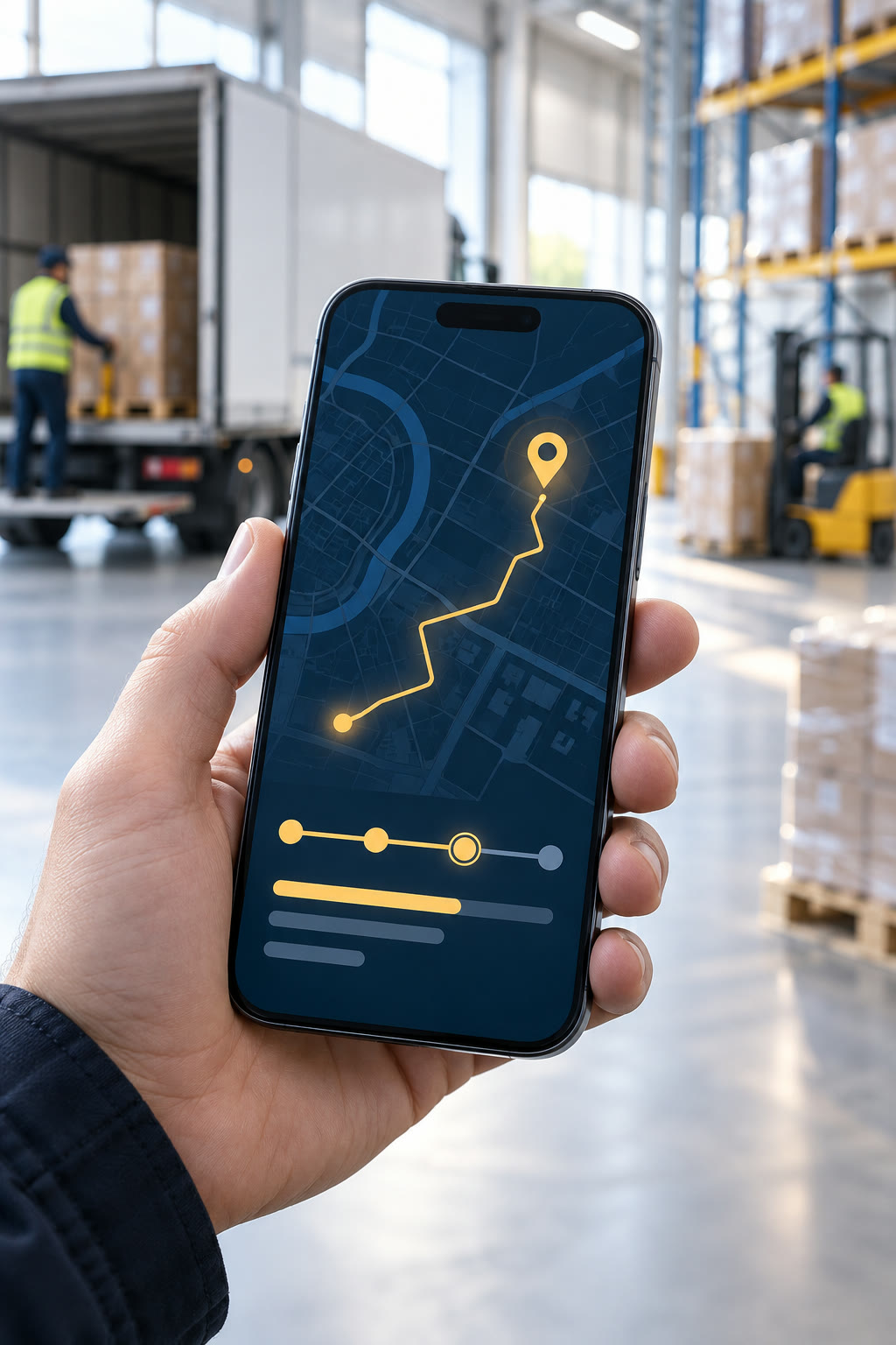 Az IRÁNYTŰ mobilalkalmazás élő követés képernyője
