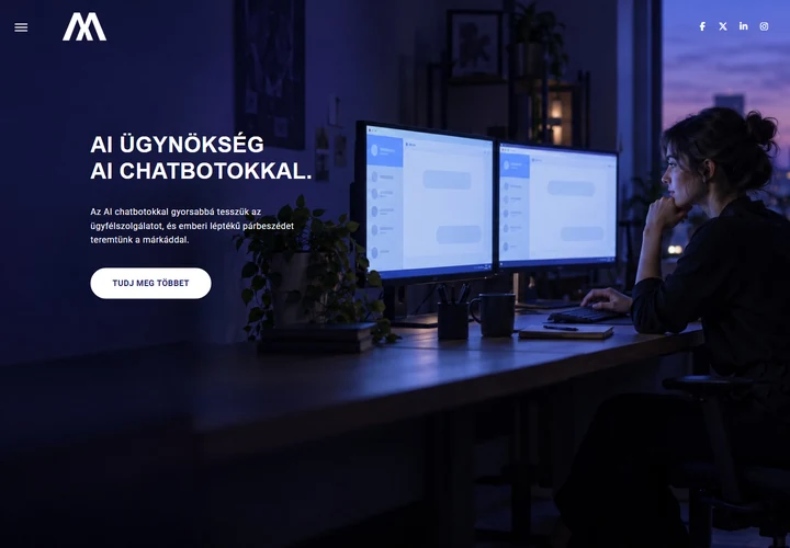 Mesterséges intelligencia alapú chatbot és ügynökségi portfólió – a sablon nyitóoldala