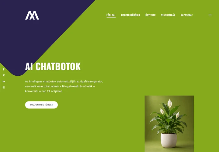 AI-alapú chatbot integrációs és automatizációs platform – a sablon nyitóoldala