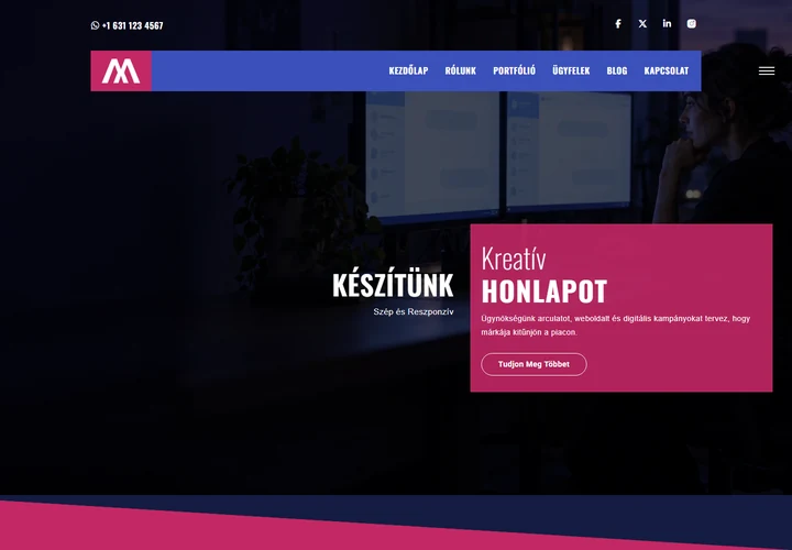 Kreatív digitális ügynökség és webfejlesztő stúdió – a sablon nyitóoldala