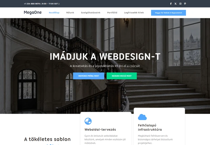 Vállalati webfejlesztő és digitális ügynökség – a sablon nyitóoldala