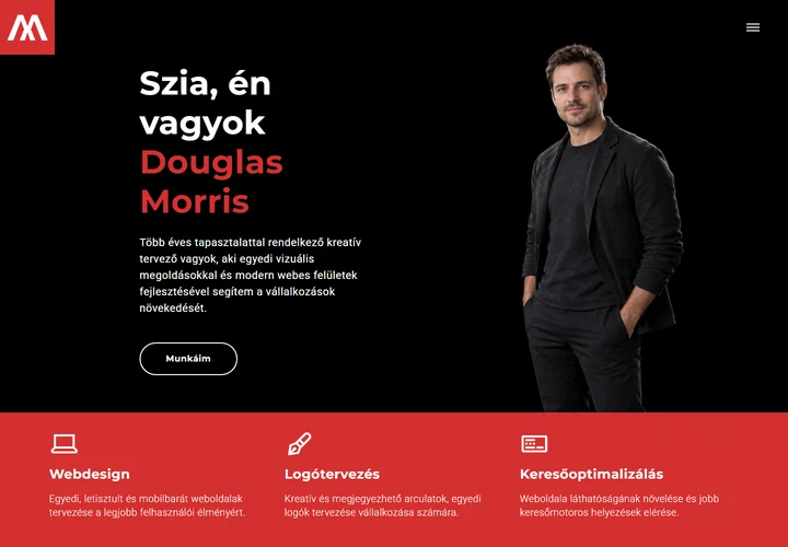 Egyéni webtervező és keresőoptimalizáló portfólió – a sablon nyitóoldala