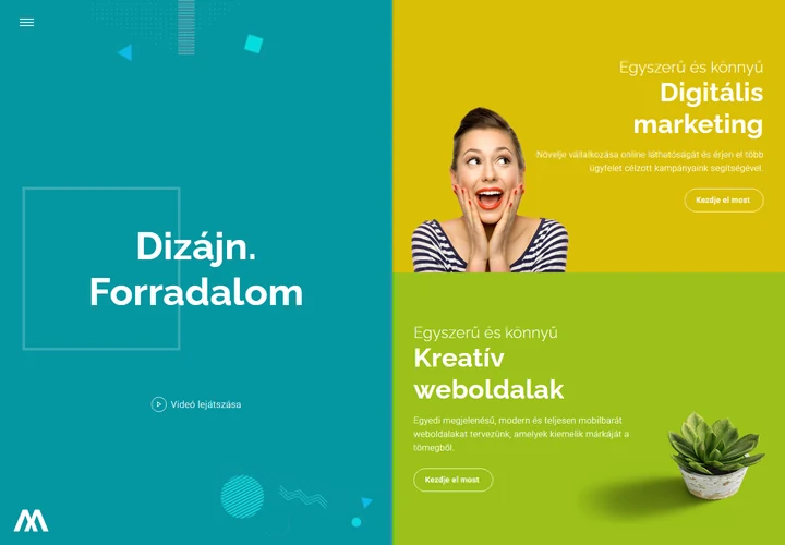 Kreatív dizájnstúdió és digitális ügynökség – a sablon nyitóoldala