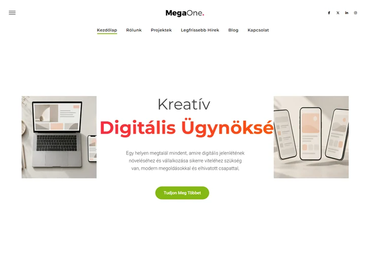 Szakértő vállalati alkalmazásfejlesztési és marketing ügynökség – a sablon nyitóoldala
