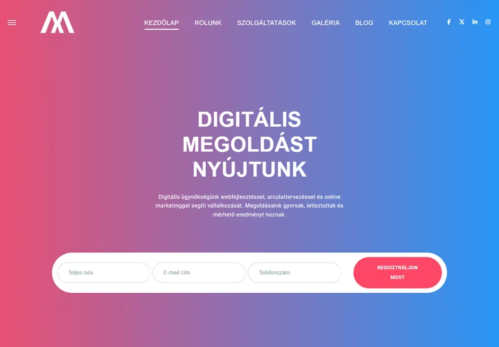 Integrált digitális szolgáltatások és webfejlesztési ügynökség – a sablon nyitóoldala