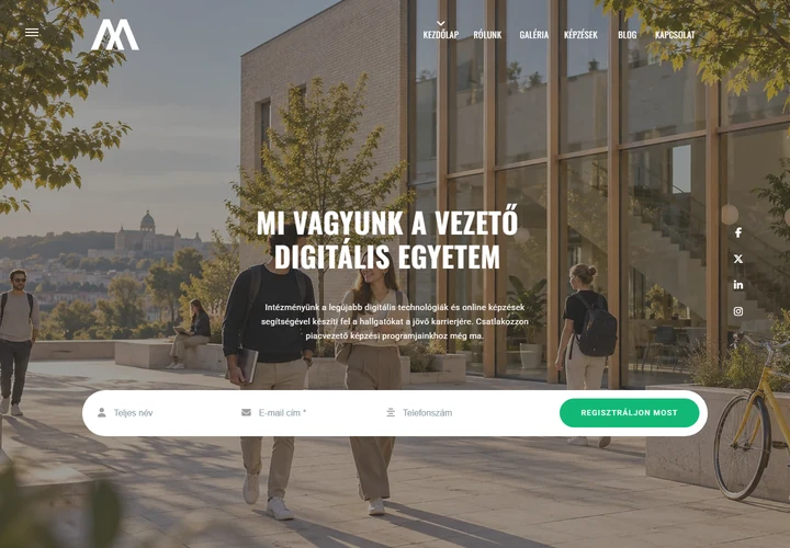 Digitális oktatási platform és online kurzusok – a sablon nyitóoldala