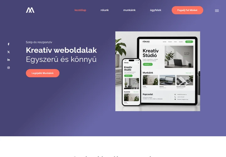 Kreatív webfejlesztő és dizájner szabadúszó csapat – a sablon nyitóoldala