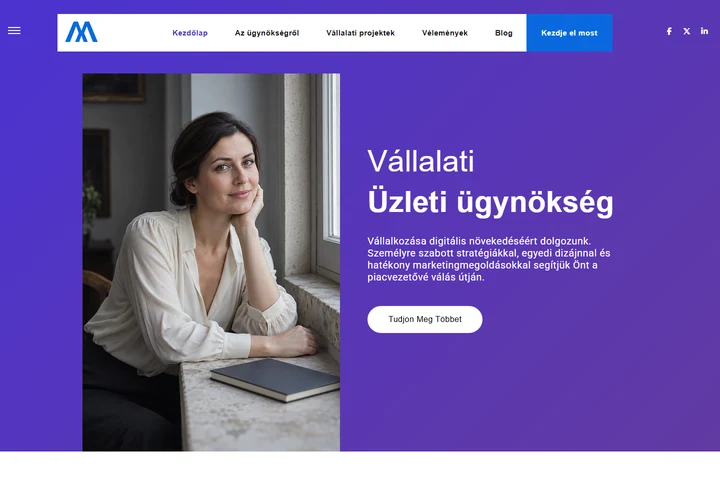 Digitális növekedést támogató márkaügynökség – a sablon nyitóoldala