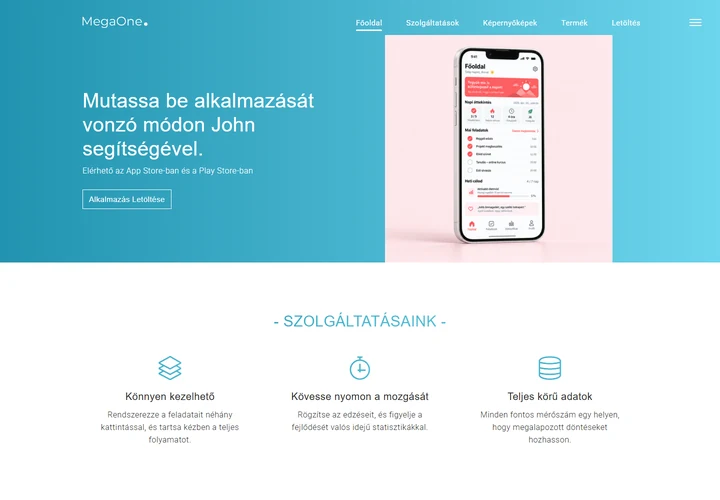 Egyedi mobilalkalmazás-funkciók és szoftverbemutató – a sablon nyitóoldala