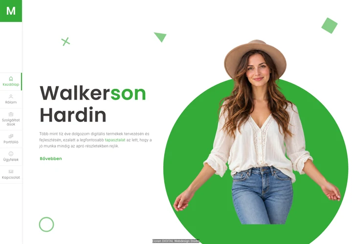 Alkalmazástervező és UI/UX tervező egyéni profilja – a sablon nyitóoldala