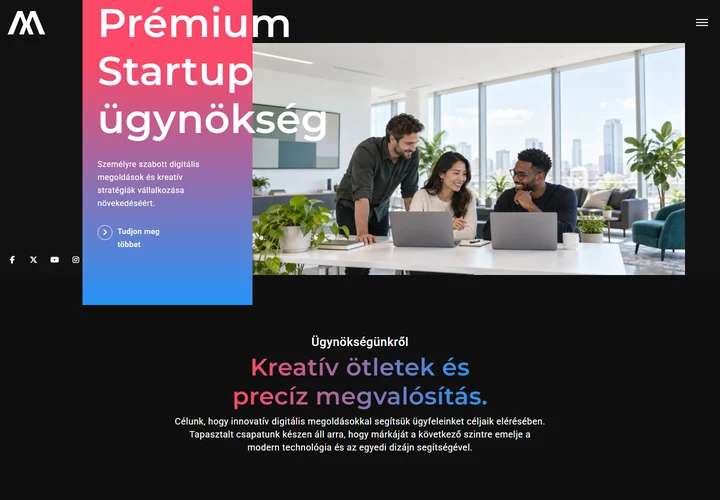 Kreatív startup ügynökség – a sablon nyitóoldala