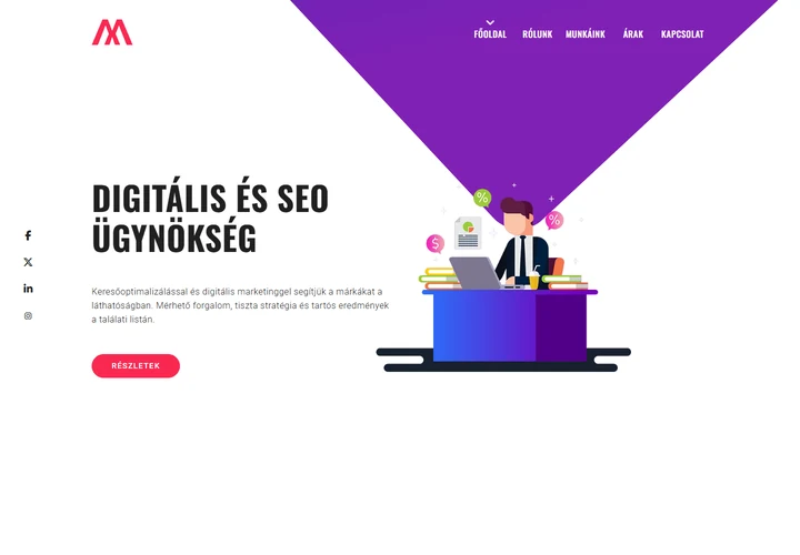Keresőoptimalizálási és online marketing ügynökség – a sablon nyitóoldala