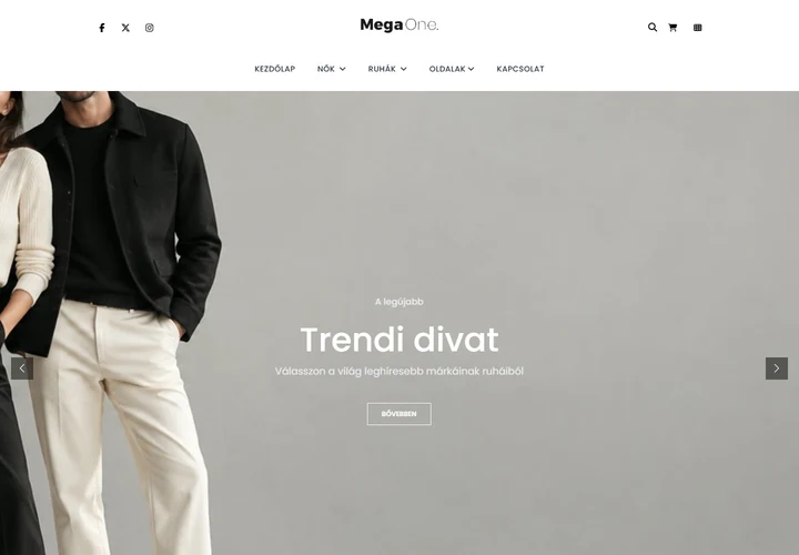 Elegáns női ruházati és divat webáruház – a sablon nyitóoldala