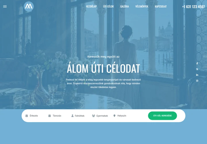 Luxus utazásszervezés és álom úti célok – a sablon nyitóoldala