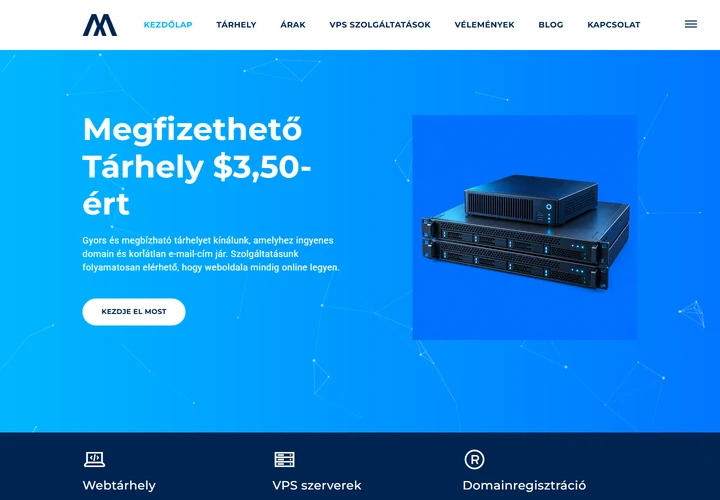 Megfizethető VPS szerverek és domain regisztráció – a sablon nyitóoldala