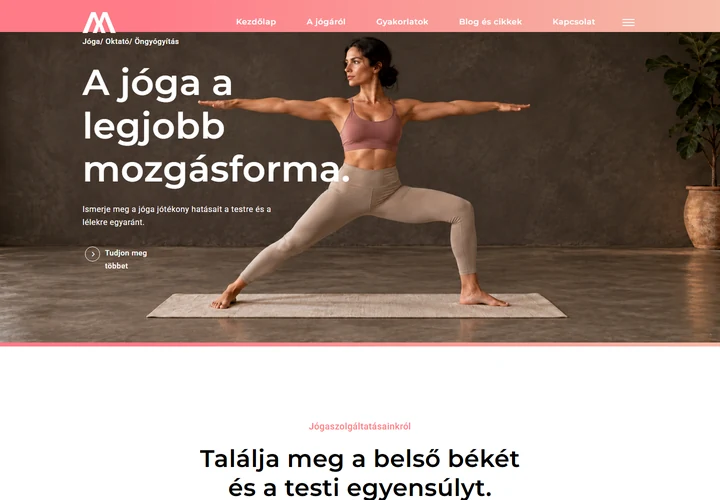 Egyéni és csoportos jógaoktatás, testi egyensúly – a sablon nyitóoldala