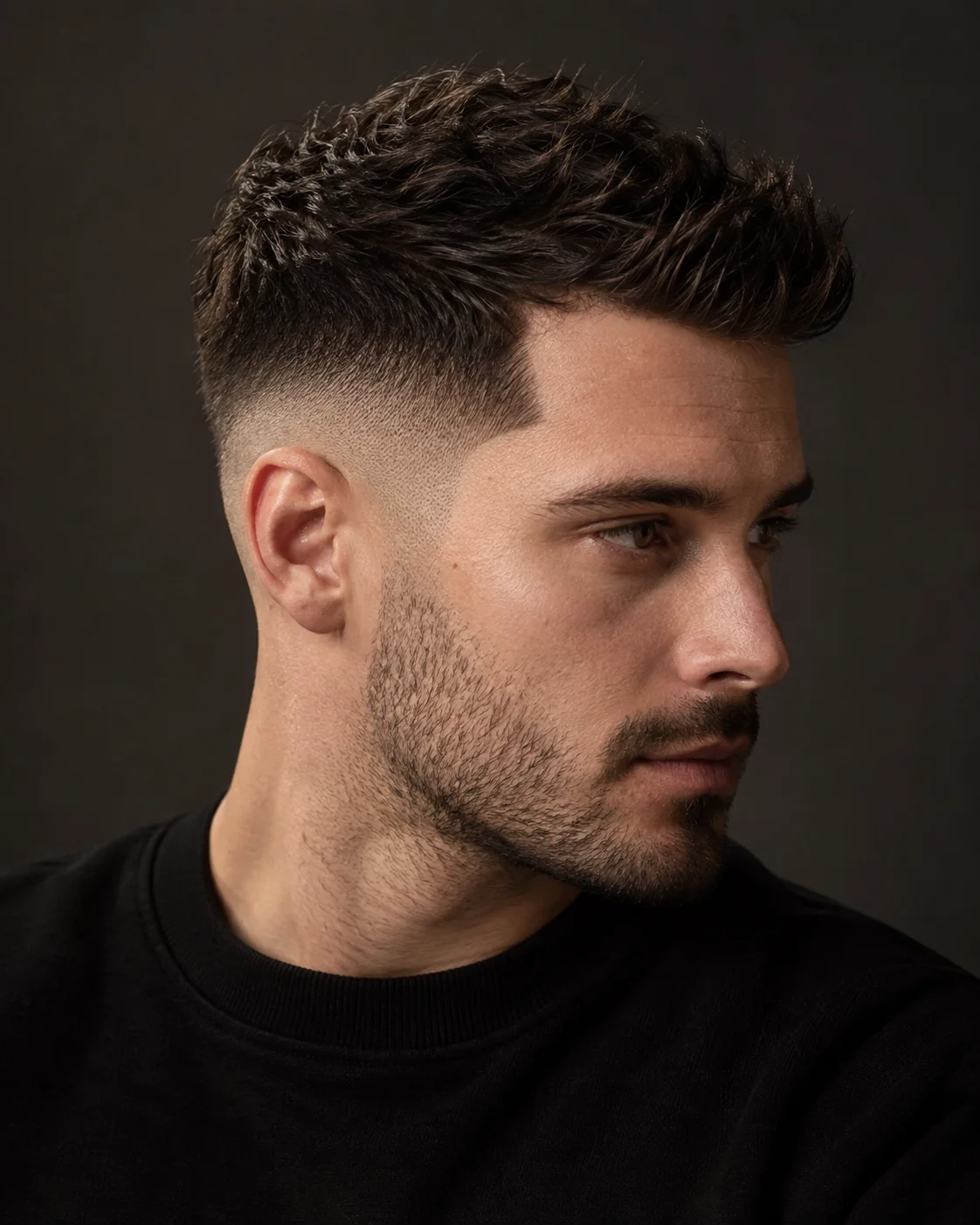 Férfi hajvágás finom skin fade átmenettel