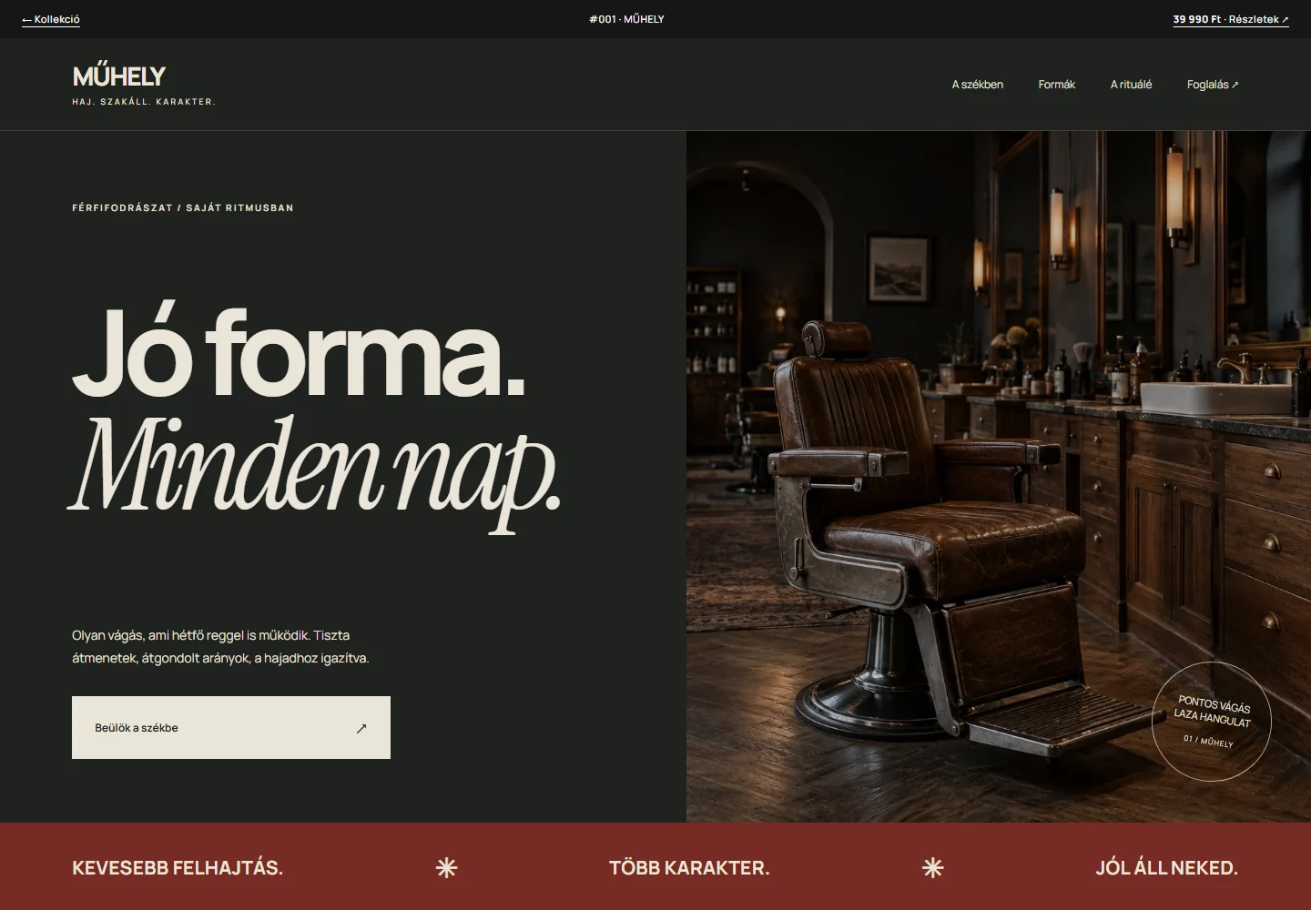 Fodrászat és barbershop – a sablon nyitóoldala