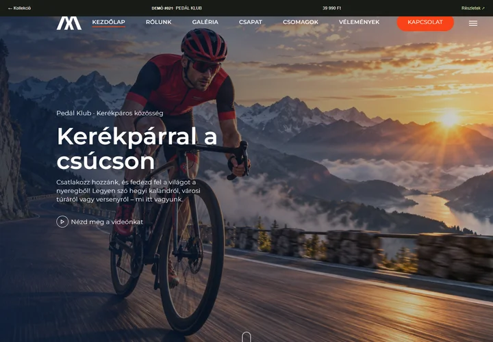 Kerékpáros klub – a sablon nyitóoldala