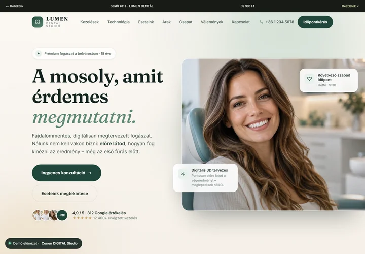 Fogászati stúdió – a sablon nyitóoldala