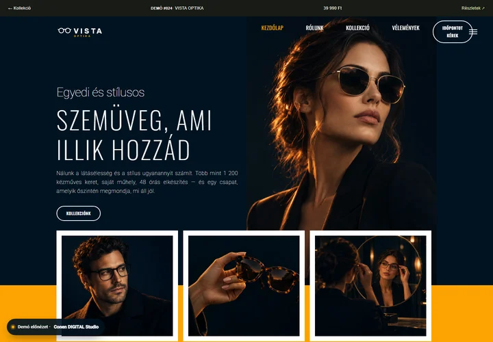Optika és szemüvegüzlet – a sablon nyitóoldala