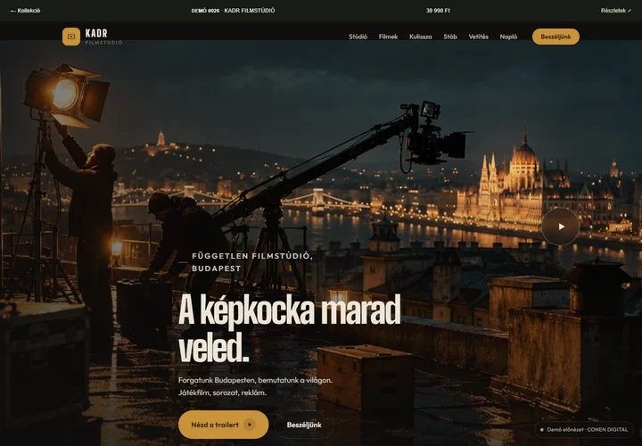 Filmstúdió és produkció – a sablon nyitóoldala