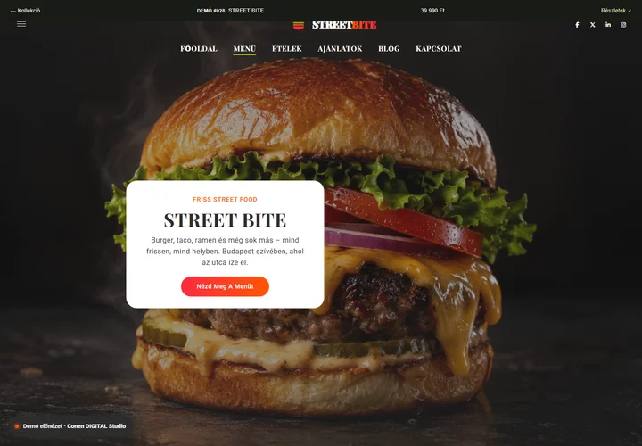 Street food és vendéglátás – a sablon nyitóoldala