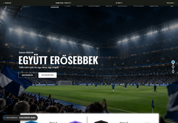 Futballklub és csapat – a sablon nyitóoldala