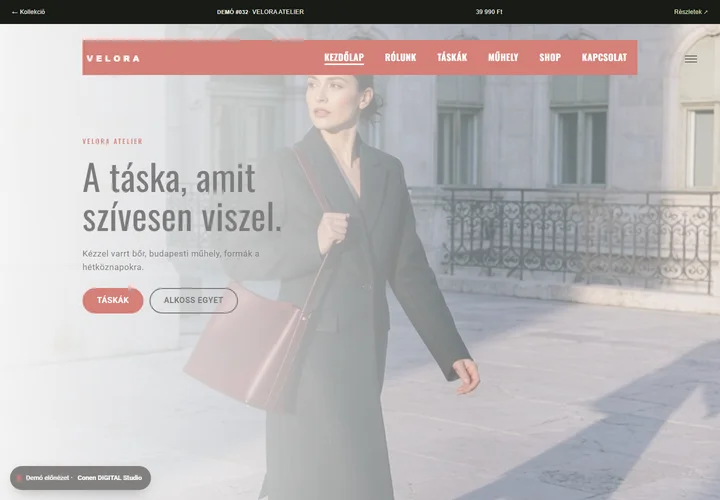 Táskamárka és divatkiegészítők – a sablon nyitóoldala