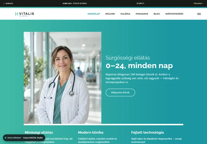 Magánklinika és szakrendelés – a sablon nyitóoldala