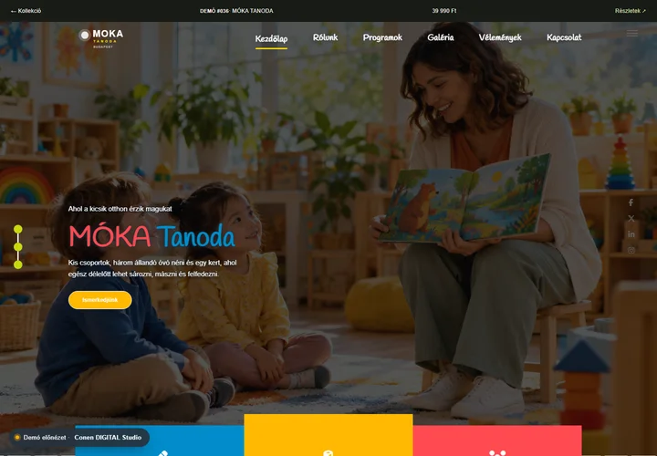 Gyermekfoglalkozások és tanoda – a sablon nyitóoldala