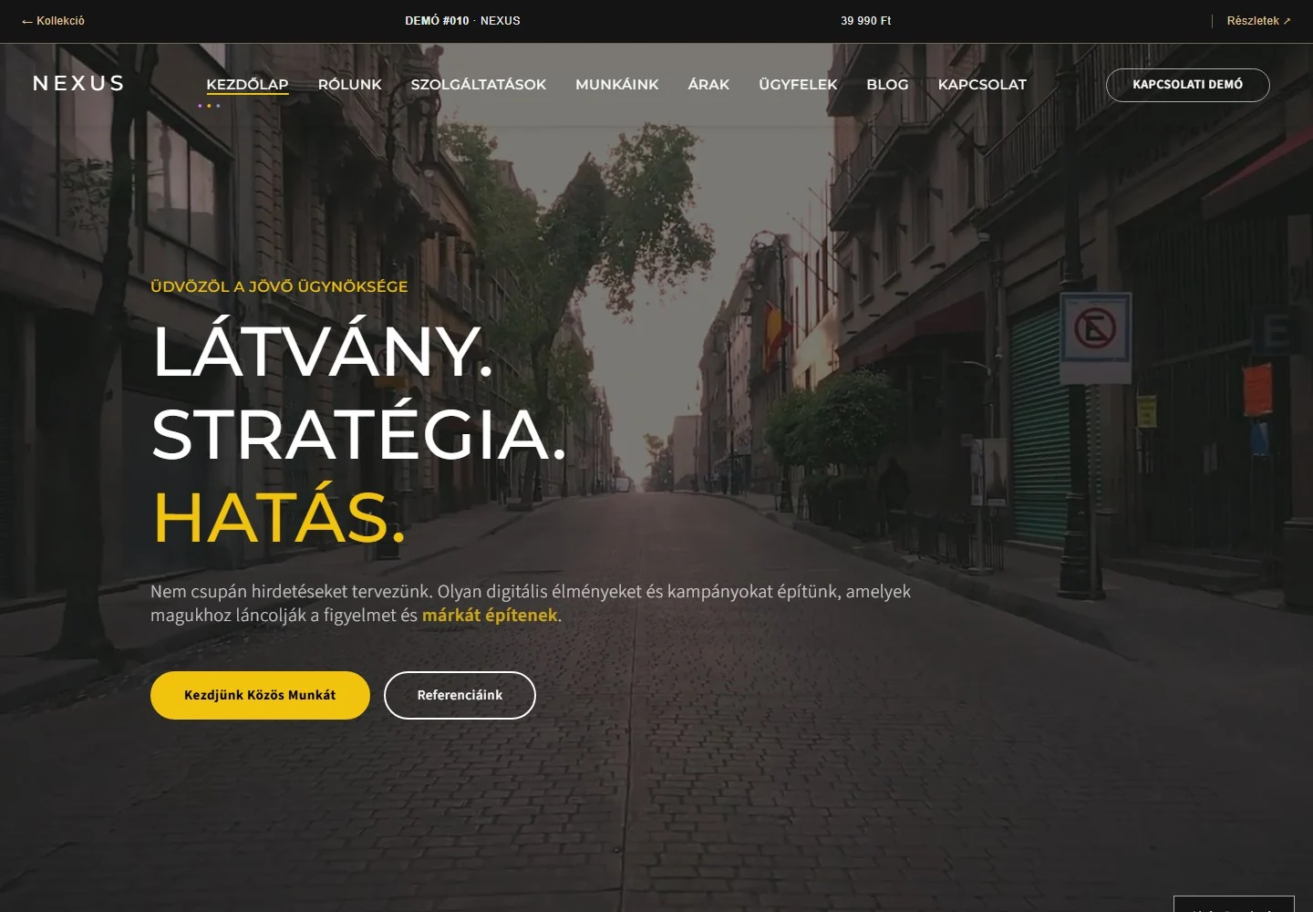 Kreatív és digitális ügynökség – a sablon nyitóoldala