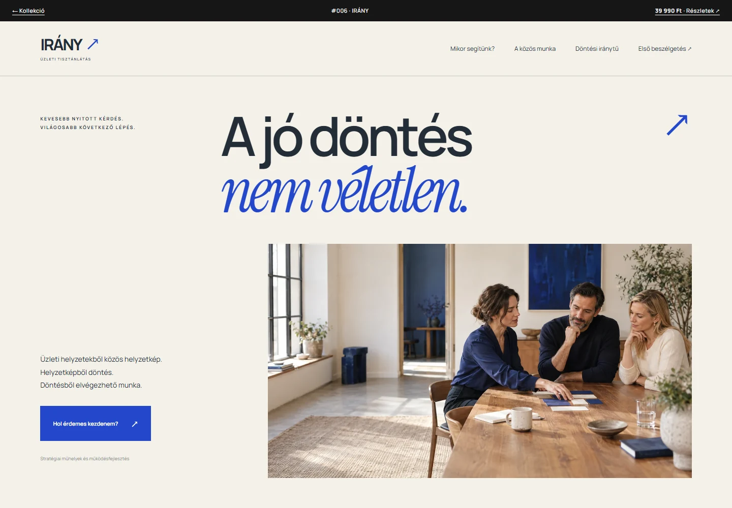 Tanácsadás és üzleti szolgáltatás – a sablon nyitóoldala
