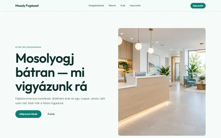 A szolgáltatás mintabolt nyitóoldala