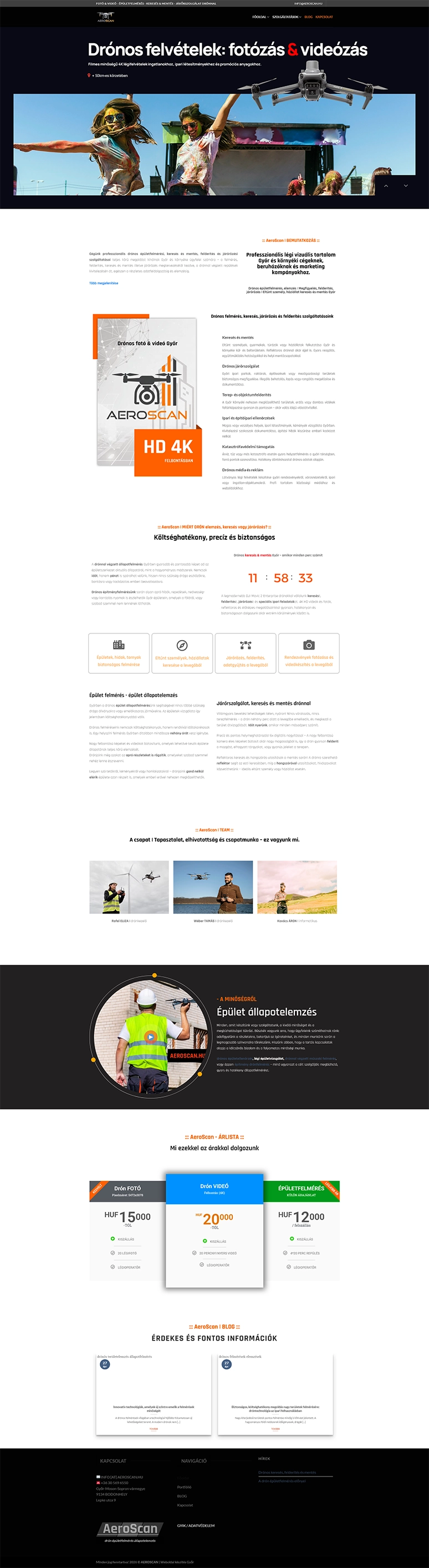 Drónos fotó & videó, épületfelmérés, keresés és mentés, járőrözés Győr